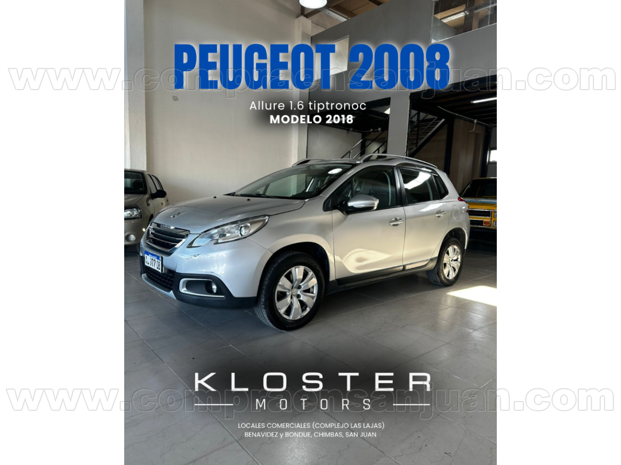 Foto de PEUGEOT 2008 Allure 1.6 triptonic 2018, color gris, en San Juan